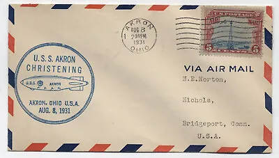 1931 USS Akron Christening Cacheted Cover Akron Ohio [y8632] • $10