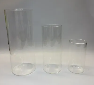 3 Pc. Glass Cylinder Vases Set Tallest Height 7.87  Centerpiece Floating Candle • $18.99