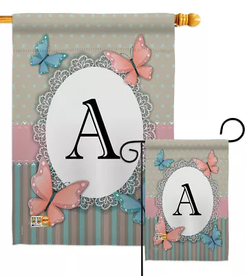 Butterflies A Initial Bugs Frogs Monogram Floral Colorful Garden House Yard Flag • $69.95