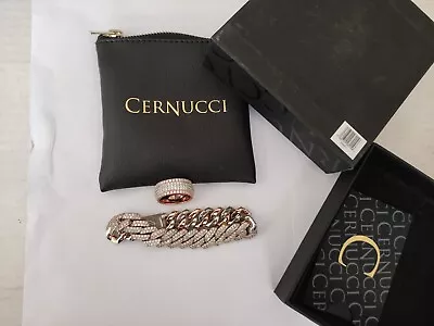 Cernucci Iced Out Link Chain & Ring Set With Box! RRP £100 • £54.99