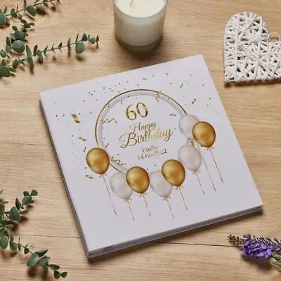 Personalised Large Linen 60th Birthday Photo Album With Balloons PLL-15 • £26.99