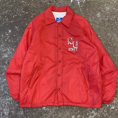 Vintage NU Staff Satin Varsity Coach Jacket Champion Size Medium Made In USA  • $29.99