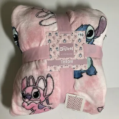 $84.99 • Buy Primark Stitch Angel Throw Blanket Disney Pink White Alien Fleece New