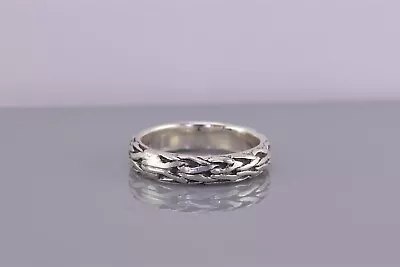 Sterling Silver 5mm Carved Looped Ladder Linked Band Ring 925 Sz: 10 • £28.47