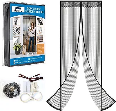 Shatex Diamond Screen Door Heavy Duty Magnetic Stripes Screen Mesh Curtain Black • $33.88