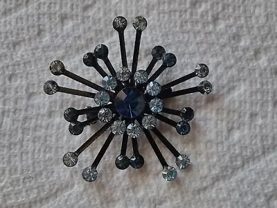 Atomic Starburst Mid Century Sputnik Space Age Rhinestone Brooch  • $17