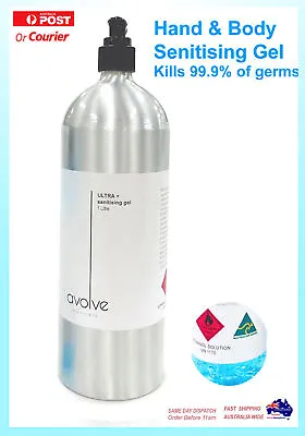 1L Hand & Body Sanitizer Gel 1000ml Kill 99.99% Aluminium Bottle Hand Sanitising • $18.90