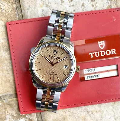 Tudor 36mm Glamour Date Automatic Ref. 55003 Seigaiha Dial 18K & Steel W/ Card • $1599.95