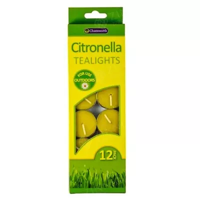 Chatsworth 12 X Citronella Tealight Candles Outdoor Mosquito Insect Repellent • £4.17