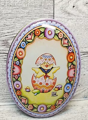 Vintage Mary Engelbreit Chick In Easter Egg Metal 3.5  Oval Tin 1998 • $9.99