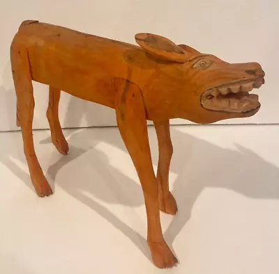 Vintage Mexican Folk Art Woodcarving Wolf Cayote Style Manuel Jimenez • $125