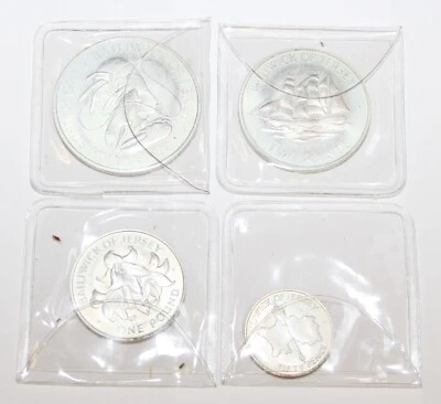 £10 • Buy 1972 Jersey Sterling Silver Queens Wedding 4 Coin Set No Case Total Weight 65gms