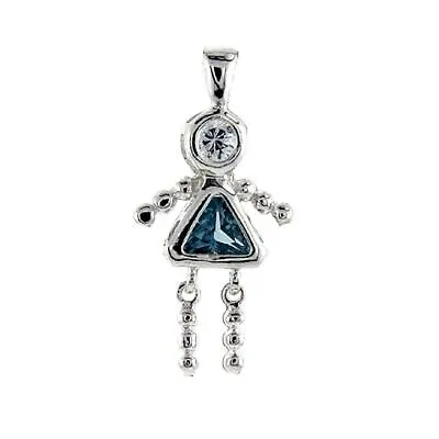 Sterling Silver Birthstone Baby Girl Pendant Charm Colored Cubic Zirconia Stone • $8.99