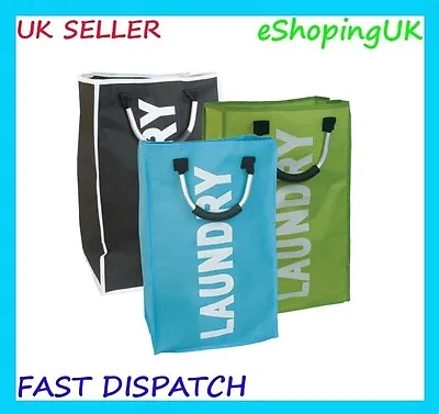 Single Laundry Bag Washing Clothes Storage Linen Basket Hamper Handle Polyester  • £7.25