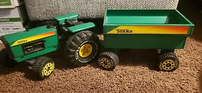 Vintage Tonka Big Green Pressed Metal XMB-975 Tractor & Trailer NICE! ORIGINAL! • $109.95