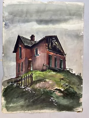 Bruce Handiside Mitchell(1908 - 1963) Gouache Painting Red House On Hill • $122.32