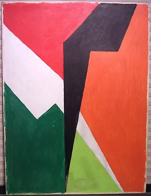 Vintage Mid Century Modern Art Geometric Abstract Oil Painting • $60