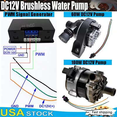 12V Brushless Motor Automotive Cooling Hot Water Pump 60W 100W Circulation Pump • $99.99