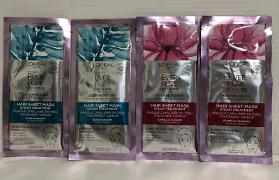 Lot Of 4 L’Oreal Ever Pure Hair Sheet Masks- 2 Deep Moisture/ 2 Intense Repair • $17.86