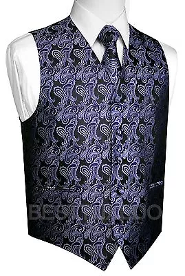 Men's Paisley Tuxedo Vest Tie And Hankie. Formal Dress Wedding Prom Cruise • $24.95