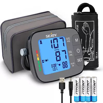 SEJOY Digital Automatic Blood Pressure Monitor Upper Arm Backlit BP Cuff Machine • £15.99