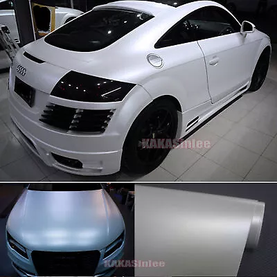 65FT X 5FT Full Roll Car Wrap White Flexible Satin Matte Chrome Vinyl Sticker US • $320.39