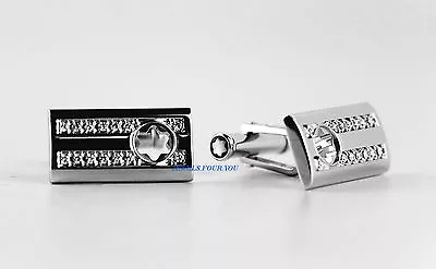 Montblanc Sterling Silver Skeleton Cufflinks 3 Rings Diamond New Box 104486 • $975