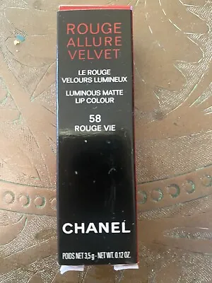 CHANEL ROUGE ALLURE VELVET Lipstick - 58 Rouge Vie . Free Delivery • $65