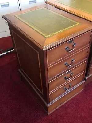 2 Drawer Mahogany Antique Style Leather Top Filing Cabinet- Delivery Possible • £100