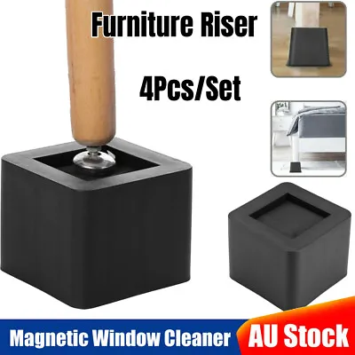 4 X Heavy Duty Bed Chair Risers Feet Leg Lift Furniture Raisers Heighten Stand • $19.99