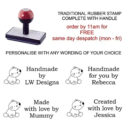 Personalised Handmade By Rubber Stamp Teddy Bear Design Crafts Greeting Cards • £9.95