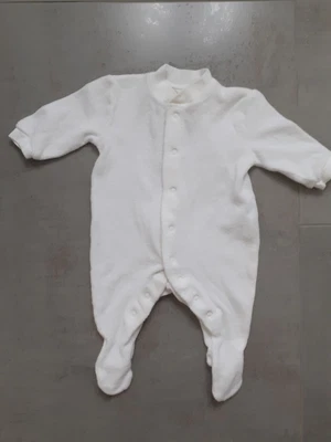 £5 • Buy Baby Terry Towelling White Sleepsuit Age 0-3 Months M&S Vintage Style Babygrow 