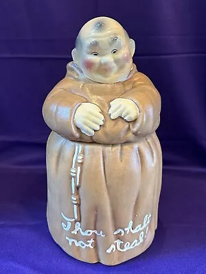 Vintage Friar Monk Cookie Jar - Thou Shalt Not Steal - Twin Winston 1960 • $65