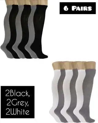 6 Pairs Men's Diabetic Over The Calf Socks Knee High Compression Cotton Socks • $14.49