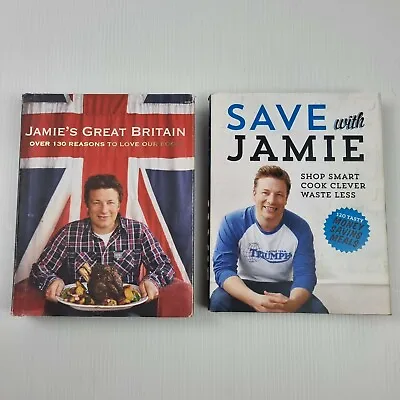 $32 • Buy Jamie Oliver - Save With Jamie & Jamie's Great Britain (HC's With DJ's)