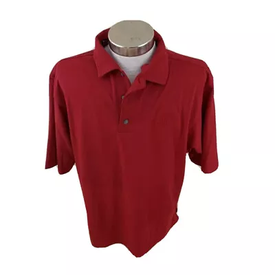 FJ FootJoy Mens Golf Polo Shirt Blue Grass 1961 Yacht & Country Club Red M EUC • $19.99