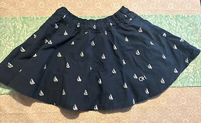 Gilly Hicks Navy Blue Sailor Boat Print Elasticated 100% Cotton Skirt Size M  • £6.99