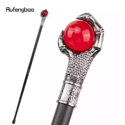 Dragon Claw Grasp Red Glass Ball Silver Walking Cane Fashion Walking Stick 93cm • $42