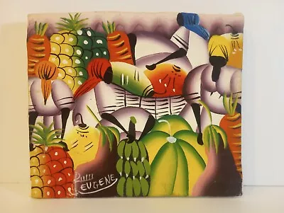 Vintage Original Signed Eugene Oil Painting 10.25x9 Haitian Cubist Art • $70