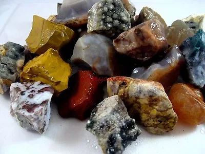 AGATE AND JASPER MIX - 2 1/2 LB Lot - TUMBLER CABBING ROUGH - FREE SHIPPING • $23.97