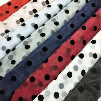 Lace Fabric Flocked 2 Cm Black Polka Dot Organza Mesh Fabric DIY 59  Width 1Yard • $10.99