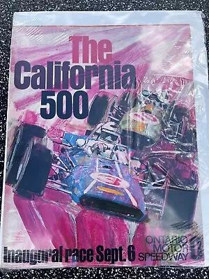 Vrhtf Vtg Cool Nhra 70's Indy Car Inaugural California 500 Race Poster 28  X 22  • $124.99