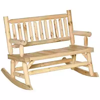 Classic Garden Rocking Chair Outdoor Patio Wooden 2 Person Bench Seat Oak Tone • £117.59