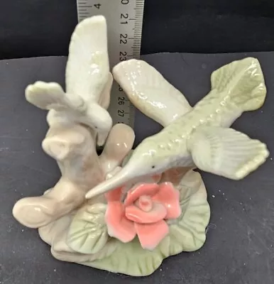 K's Collection Porcelain Hummingbirds Figurine Red Rose Nectar   • $6.89