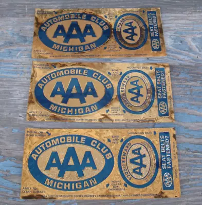 AAA Triple A Automobile Club Michigan Car Decals Stickers 3 Sets VINTAGE READ • $29.95