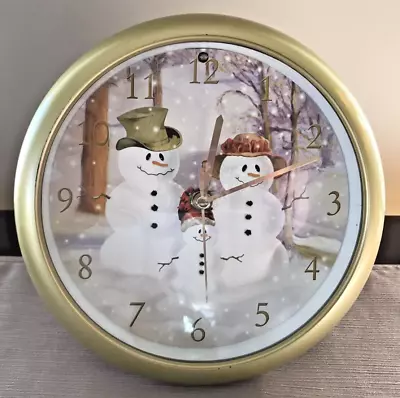 Vintage Snowman Family Musical Clock Feldstein 12 Carols One Each Hour 8  Works! • $18.95