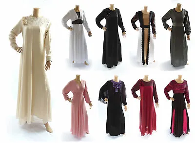 Wedding Eid Abaya Hijab Maxi Dress Polyester Chiffon Satin Lace Women Party • £9.99