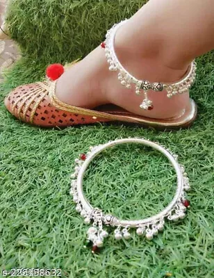 Indian Silver Plated Payal Foot Designer Chain Anklet Set Women Fashion Jewelry • $16.03