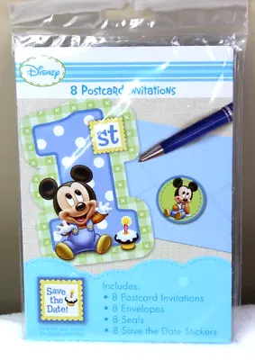 Disney Mickey Mouse 1st Birthday Party Invitations Envelopes Seals 8 In Pack • $12.99