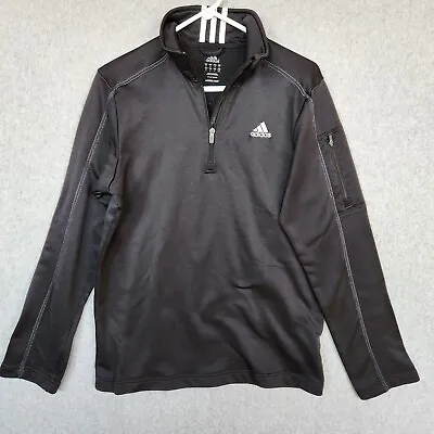 Adidas Track Jacket Medium Black Long Sleeve Striped 1/4 Zip Sleeve Pocket • $11.85